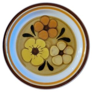 Vtg 70's Chadds Ford Stoneware Aloha Dinner Plate Floral Hawaii Light Colored